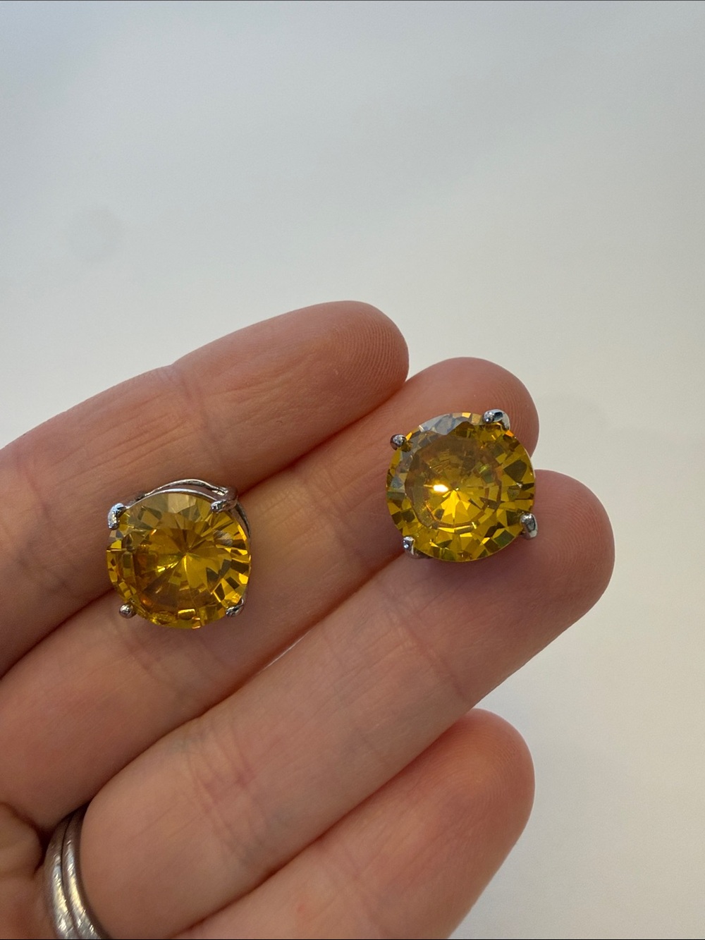 Yellow Crystal Stud Earrings - Women's Jewelry